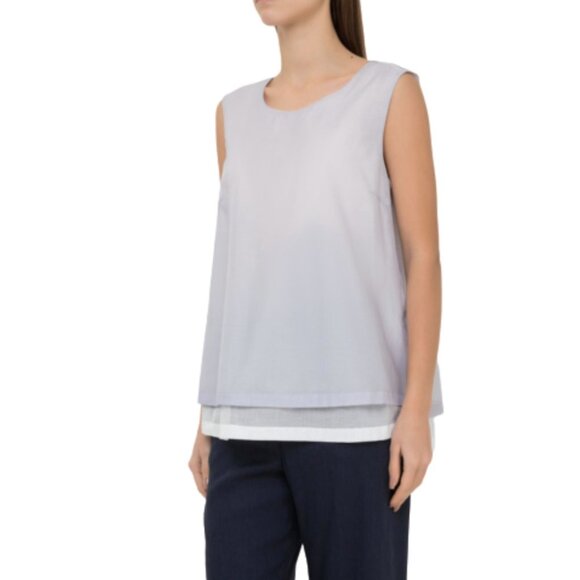 NWT Peserico Blouse Top Shirt Womens 46 US 10 Lavender Blue Crew Neck Sleeveless